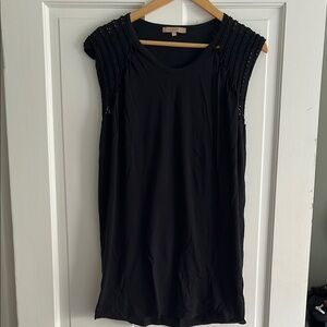 Black Sleeveless Top with Textured Shoulders